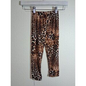 Retro Animal Print Leggings Y2K Casual Toddler Girl Size 4T Brown
